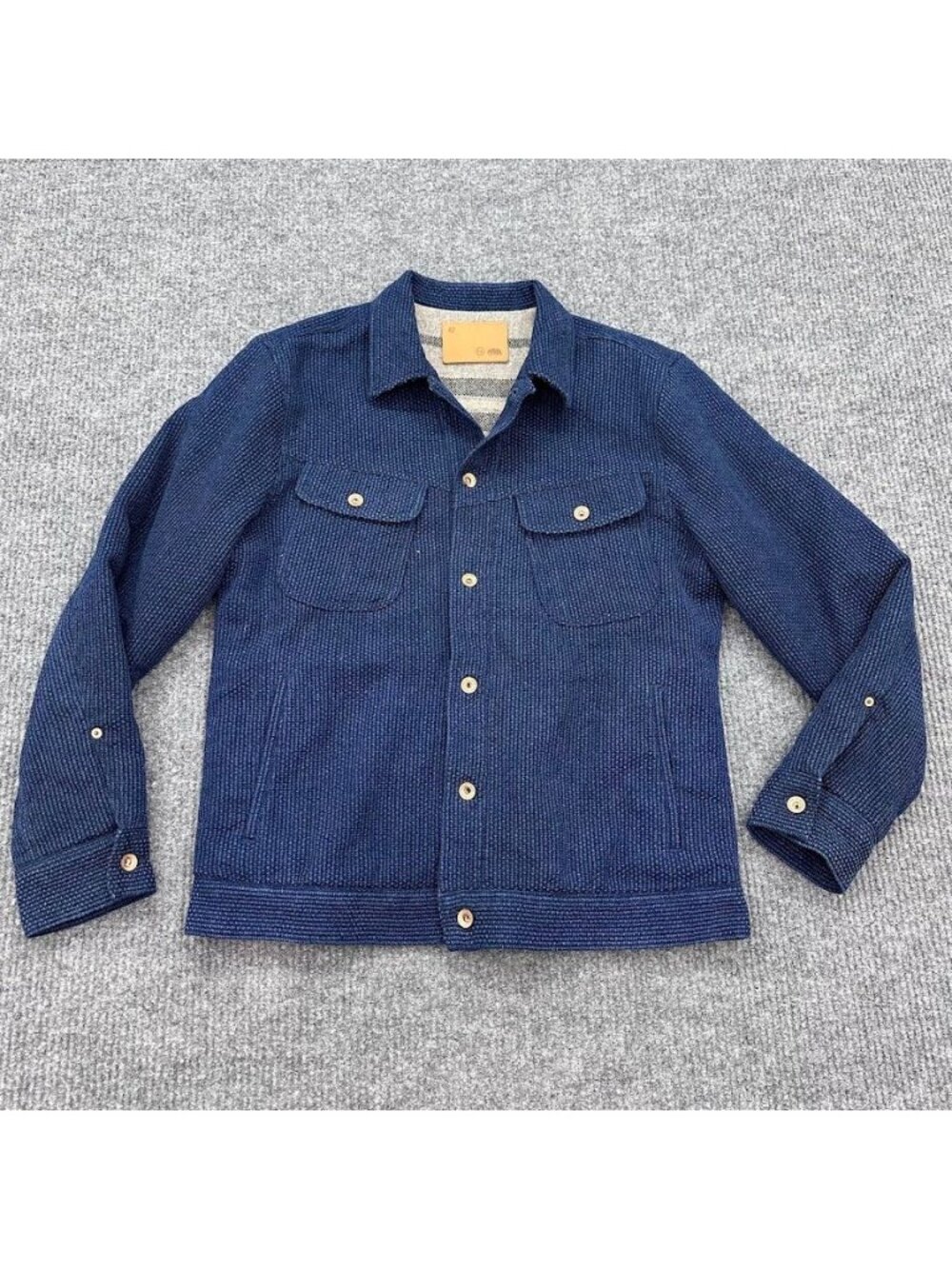 Taylor Stitch Long Haul Jacket Indigo Sashiko Organic Cotton Wool Lined Mens 42